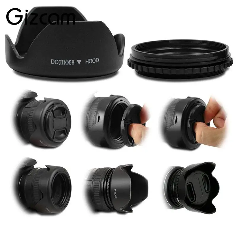 

Gizcam 58mm Petal Flower Lens Hood Screw Mount Universal Camera Lens Hoods for Canon for Nikon for Sony DSLR Camera