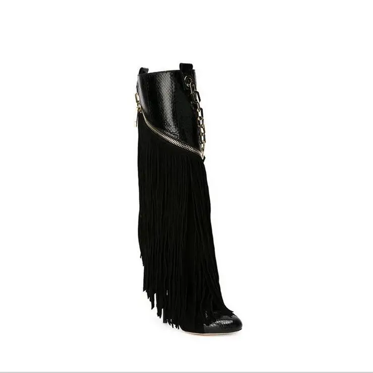 Hot-Selling-Black-Snakeskin-Boots-Fringe-Chain-Decor-Women-Winter-Boots-Patchwork-Zipper-Tassel-Meatl-Decoration (1)