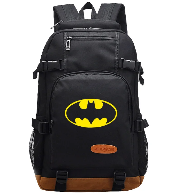 Бэтмен рюкзак для школьников/студентов сумки рюкзак eenagers ранец рюкзак для работы Досуг Мода ноутбук сумки на плечо - Цвет: black
