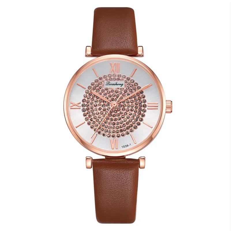 Модные женские туфли часы круг кирпич циферблат дамы часы в римском стиле цифровой весы ремень кварцевые женские часы Relogio Feminino/C - Цвет: Brown
