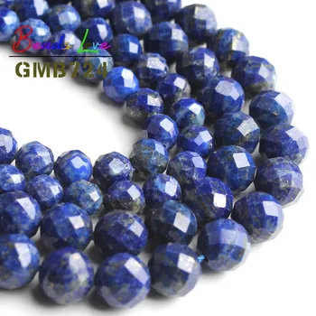 

Natural Stone Faceted Lapis Lazuli Round Loose Spacer Beads for Jewelry Making 6mm 8mm Diy Bead Bracelet Necklace 7.5 Inches