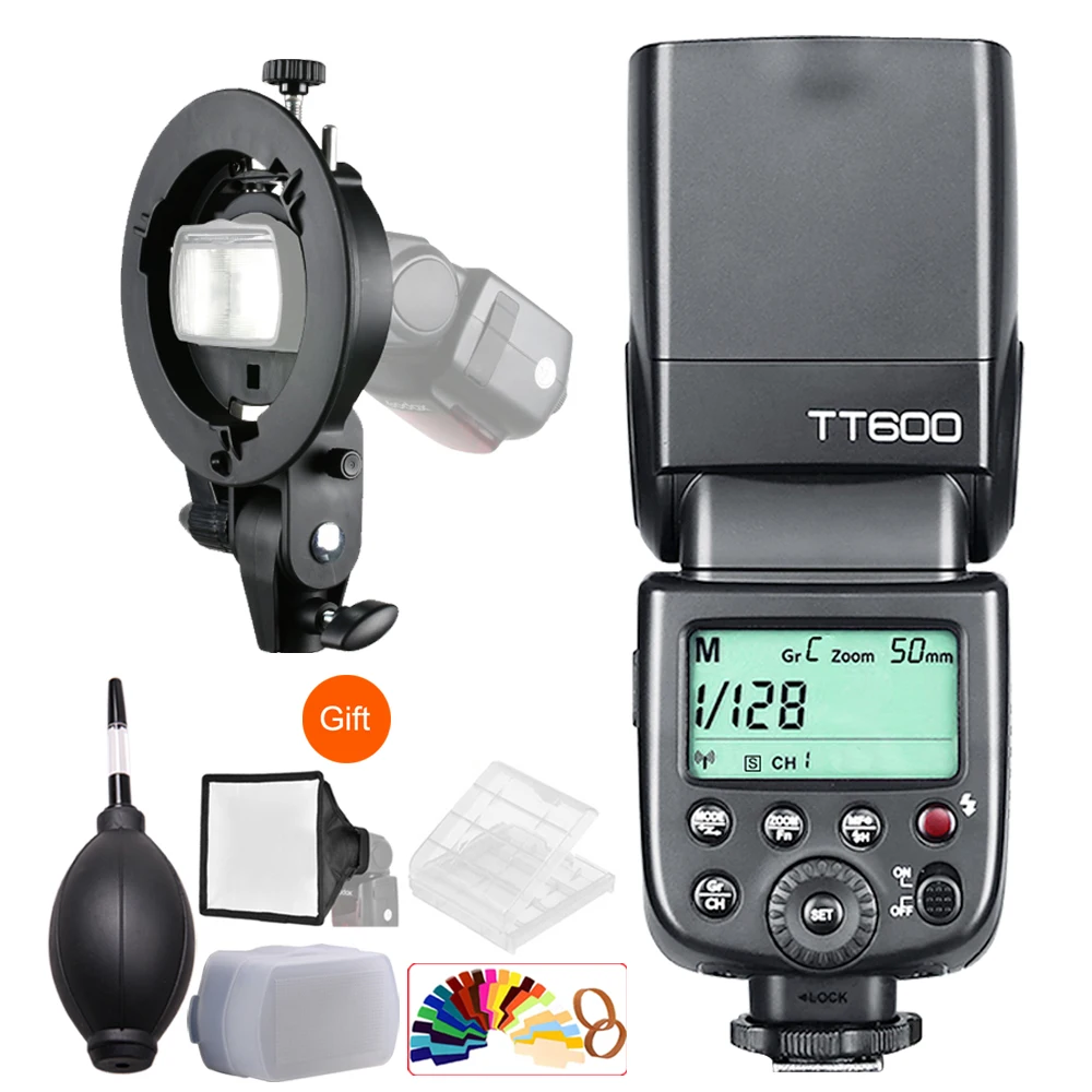 Godox TT600 2 4G Беспроводная вспышка для камеры Master/Slave 1/8000s + S образный кронштейн Bowens