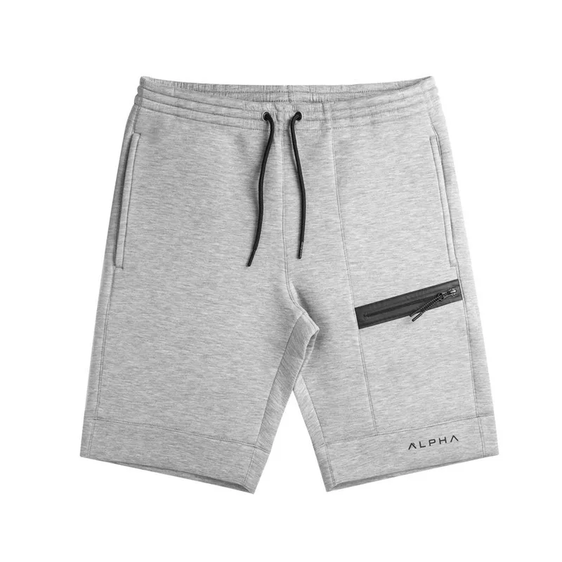 

2019 Summer New Fashion Brand Men Gyms Shorts Zipper Patchwork Fitness Bodybuilding Short Pants Kneel Length Pants