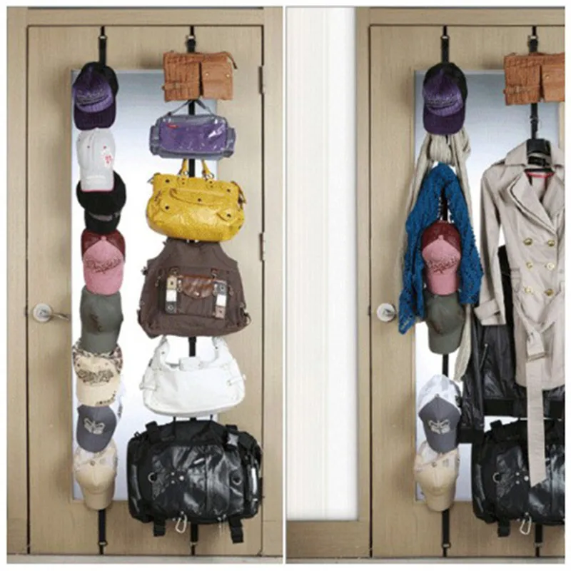Высокое качество Многофункциональный регулируемый над Дверные ремни вешалка для шляп сумка вешалка для одежды, куртки Крючки для органайзера
