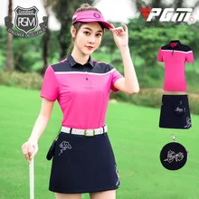 PGM Golf/Женская спортивная летняя одежда с короткими рукавами, в полоску, с короткими рукавами, а-образная Женская юбка