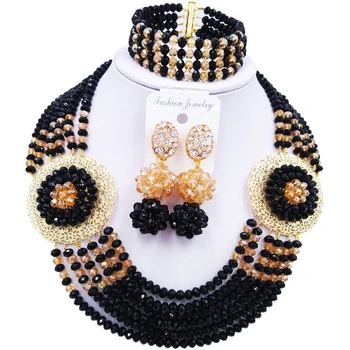 

Best-selling Black Champagne Gold AB Crystal Beads Necklace Set for Birthday Present 6C-SPHJZ-01