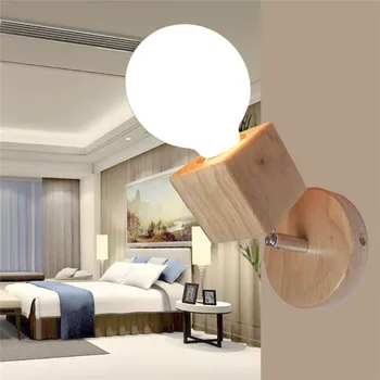 

Modern Wood Adjustable LED Wall Lamp Bedroom Bedside Sconce Lights Fixture Indoor Wall Mounted Light Fitting For Living room