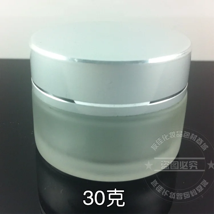 

50pieces 30g clear frosted cream jar,cosmetic 30g glass jar or cream container,1 ounce glass eye cream jar with silver lids