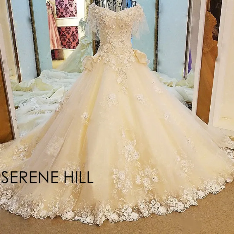 Роскошные бисер цветы Тюль свадебное платье бальное Поезд свадебное Vestido De Noiva 2019 реальное изображение