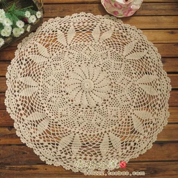 

free shipping French beautiful design crochet circle table tablecloth lace table cover towel cutout decoration white 55cm