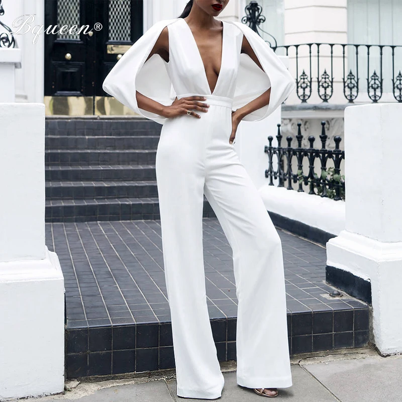 Sexy Jumpsuits Cape Sleeve Pantsuits 