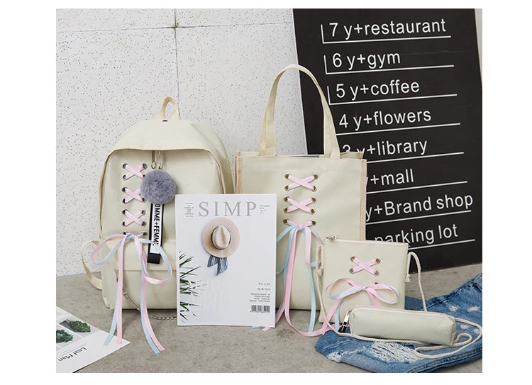 4 шт./компл. для женщин водостойкий нейлоновый рюкзак элегантный дизайн школьные ранцы для подростков обувь девочек большой ёмкость студент