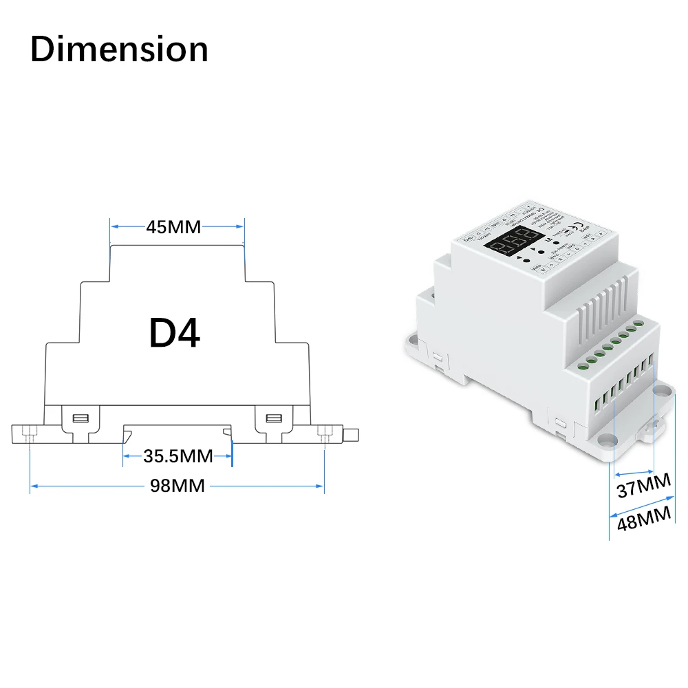 DC5V 12 в 24 в 36 В на din-рейку 4CH ШИМ постоянное напряжение DMX декодер DMX512 светодиодный контроллер для RGB RGBW светодиодный ленточный светильник