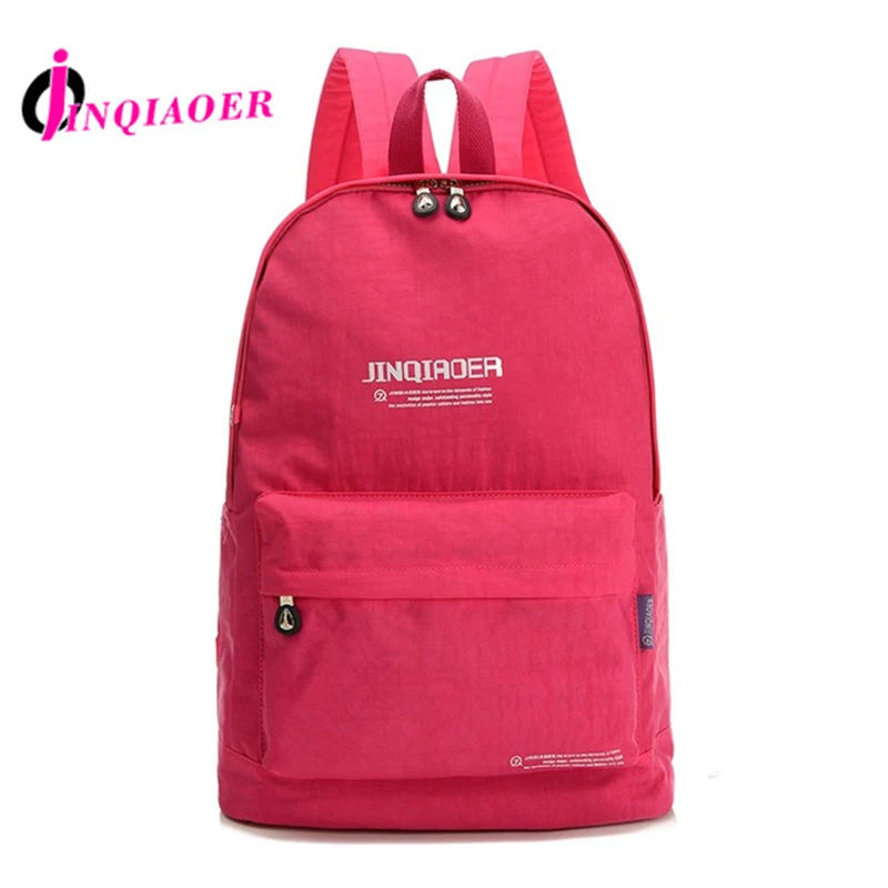 JINQIAOER Women Nylon Backpack Mochilas Feminina Women Waterproof Nylon