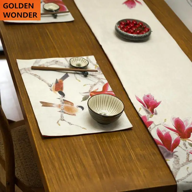 

Modern Home Table Cloth Mat Decoration Placemat Table Runners Printing Chinese Style Beautiful Suede Material High Quality