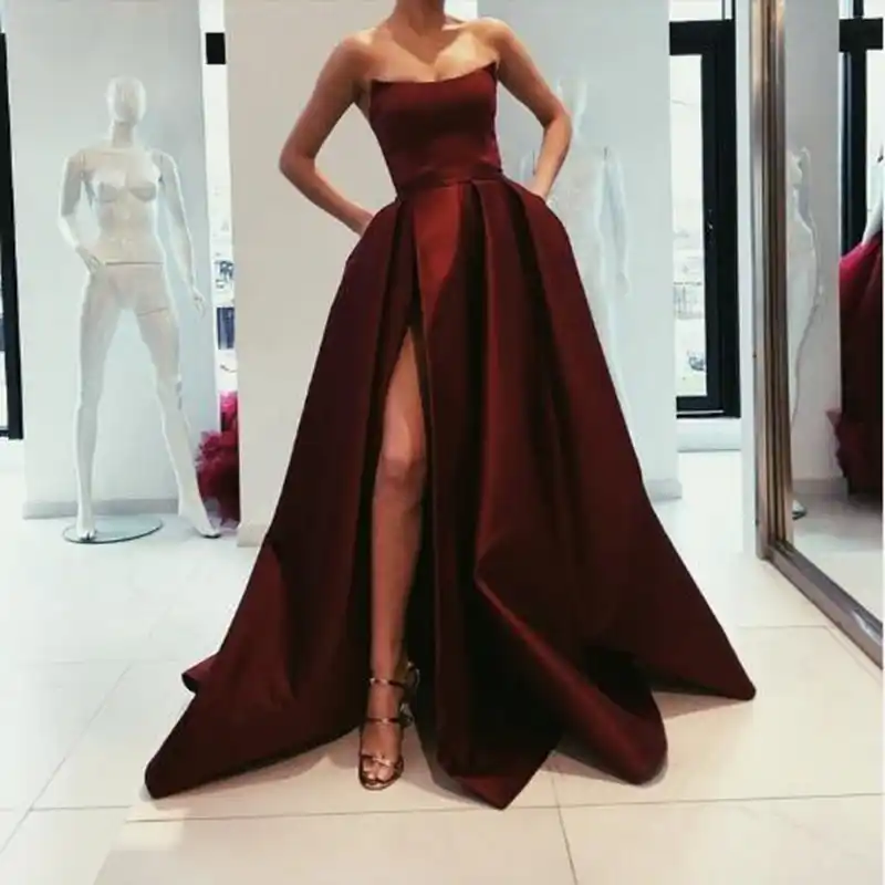 simple maroon gown