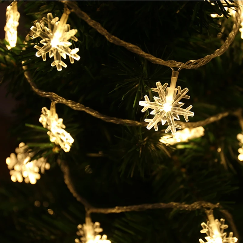 1 м 2 м 4 м 10 м батарея Рождественская елка снежные хлопья светодиодная гирлянда Сказочный светильник рождественские вечерние гирлянды для дома и свадьбы рождественские украшения