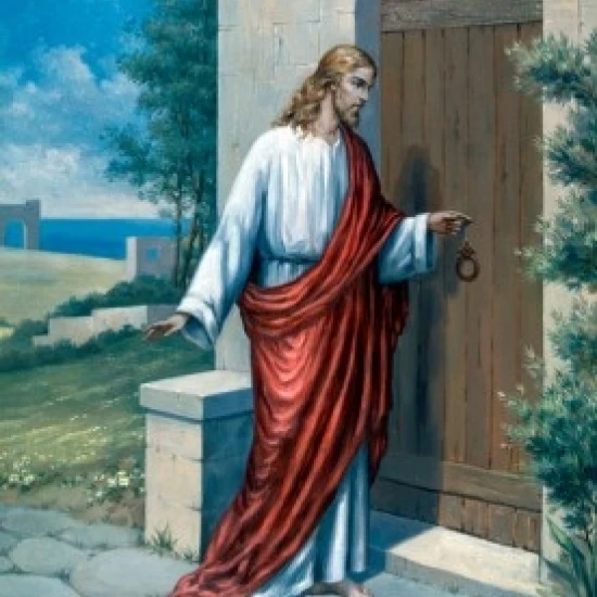 Behold  I Stand at the Door by Ludwig Haber  19th Century Poster Print (18 x 24)