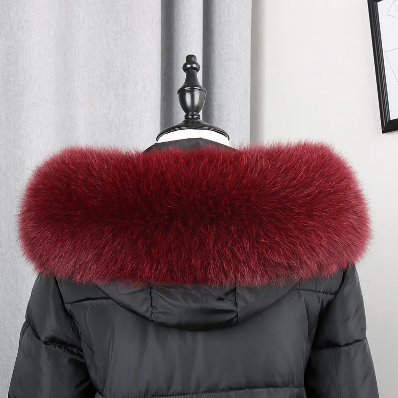 winter new fashion men and women models real fox raccoon fur collar cap collar - Цвет: Серый