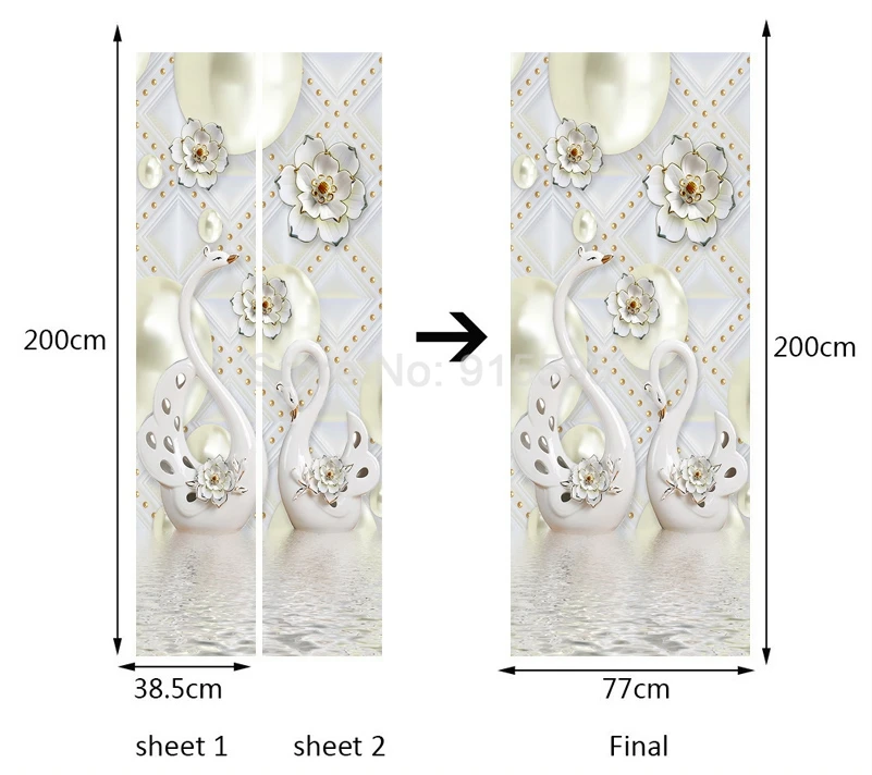 3D стереоскопический Лебедь фон Настенный декор живопись ПВХ виниловая настенная бумага для гостиной спальни дверь Наклейка Настенная бумага 3D