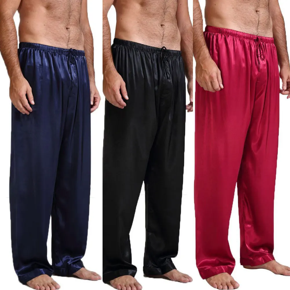 Новая модная популярная мужская шелковая атласная пижама пижамные штаны для сна