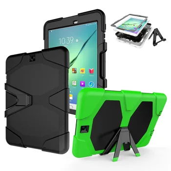 

Hybrid Stand PC+Silicone Full Cover Case For Samsung Galaxy Tab S2 9.7 T810 Tab A 9.7 T550 Armor Protecitve Skin 30PCS/Lot