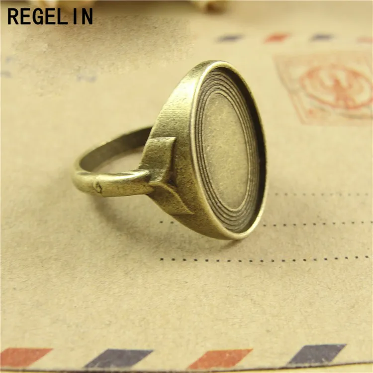 REGELIN Винтажный стиль античное серебро/кольцо цвета античной бронзы Кабошон основа 20 шт./лот размер Внутренний 18x13 мм подходит для изготовления ювелирных изделий