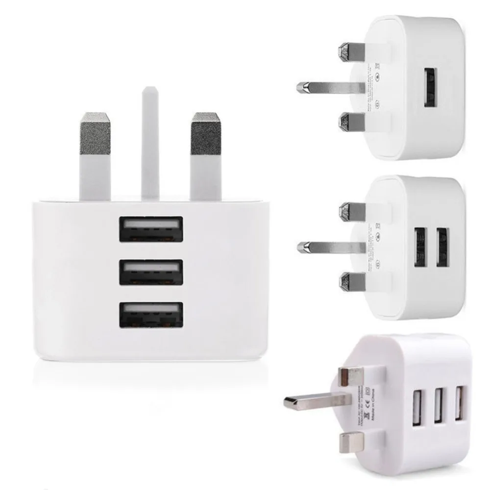 3/2/1 портов для путешествий дома вилка Великобритании USB AC настенное зарядное