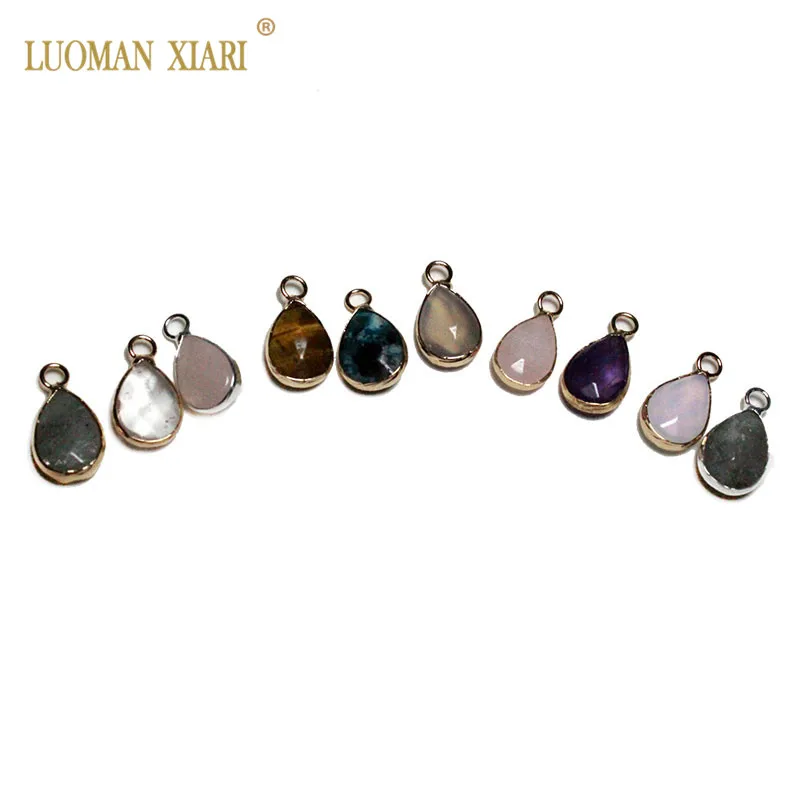 

Free Shipping 5pcs Natural Faceted Water Drop Pink Quartz Amethysts Opal Stone Pendant For Jewelry Making DIY Necklace Bracelet