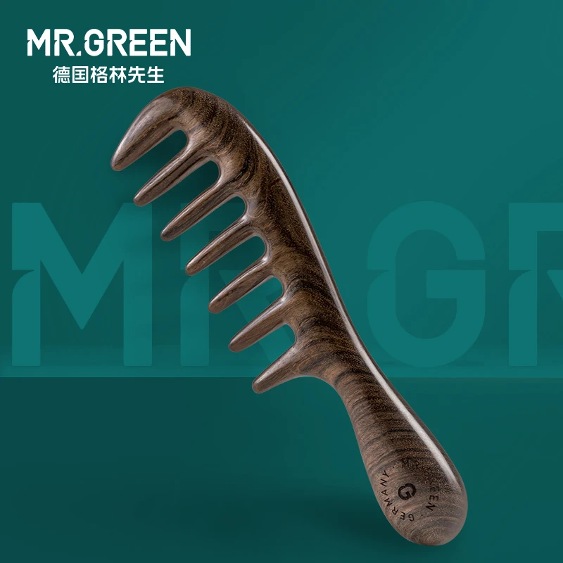 Гребень Mr.green деревянный широкозубчатый гребень женский кудрявый мужская