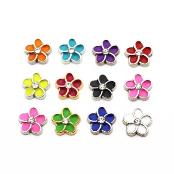 

Newest 12pcs/lot Mix12 Crystal Flower floating charms charms living glass memory lockets Accessory diy jewelry