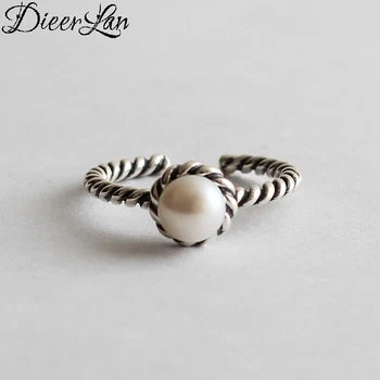 

Vintage 925 Sterling Silver Simulated Pearl Rings for Women Statement Jewelry Retro Open Finger Antique Rings