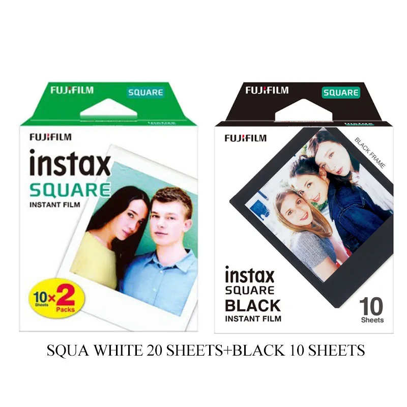 

Fujifilm Instax Square White Edge Black Films Photo Paper (10-100 pcs) for Instax SQ10 SQ6 Instant Camera Share SP-3 Printer