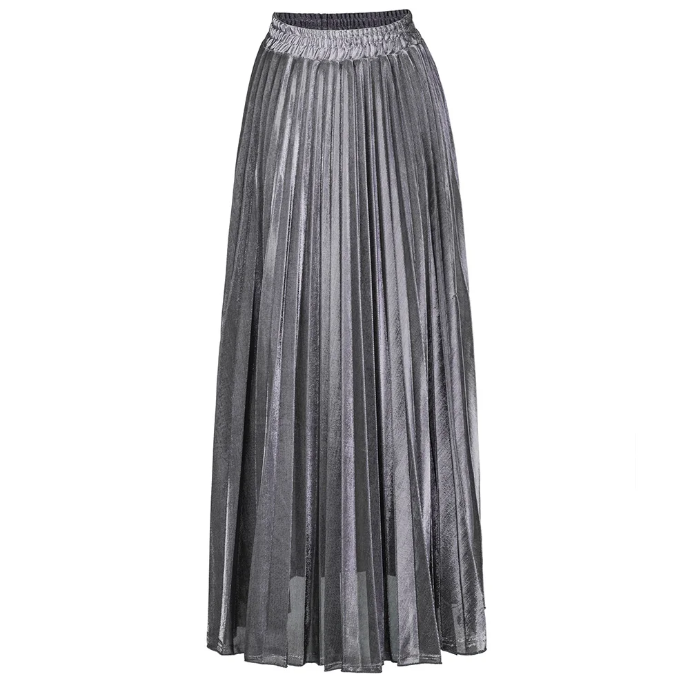 Ретро элегантная женская плиссированная юбка осень зима свежая универсальная длинная юбка с высокой талией винтажная трапециевидная юбка для вечеринки Femme Jupe