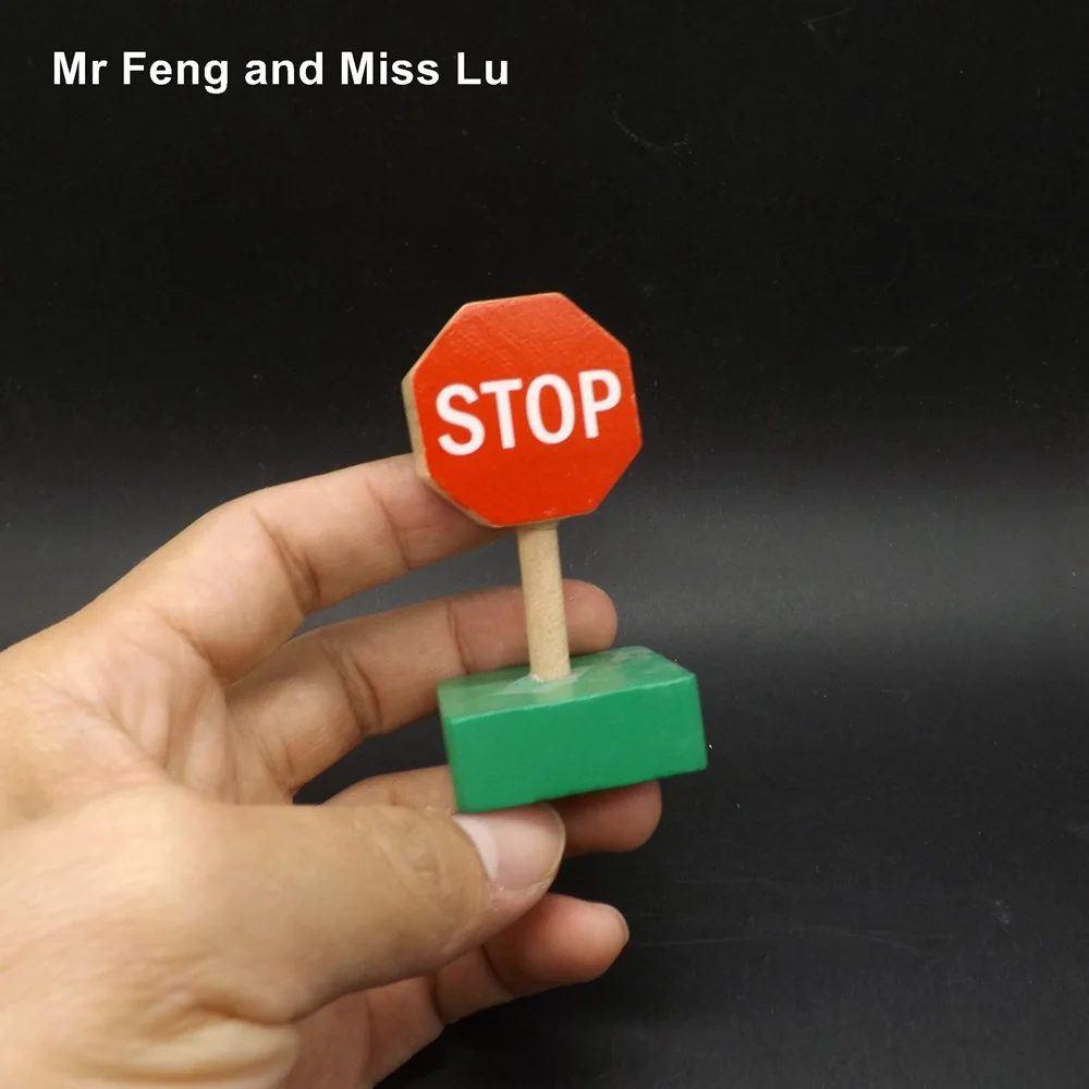 Baby Wooden Stop Sign Building Block Vehicle Traffic Sign Model Toyin