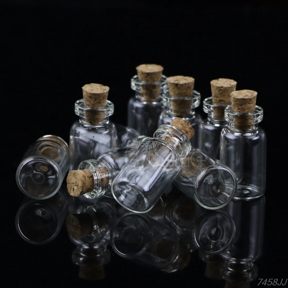 C63B Mini Glass Wish Bottle Vial with Cork Stopper Storage Pendant 0.5/1/2/20mL 10pcs glass bottles mini glass bottles