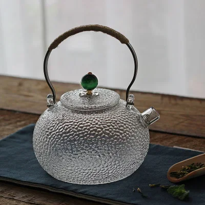 WIZAMONY высокое боросиликатное стекло с металлической ручкой чайник емкость 700 мл чайная чашка высокая термостойкость - Цвет: Green Lid