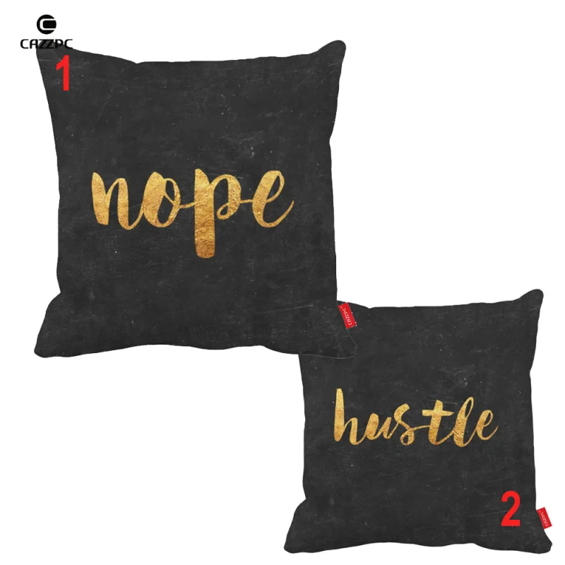 

Black Gold Hustle Nope Letter Word Simple Style Print Car Decorative Throw Pillowcase Pillow Case Cushion Cover Sofa Home Decor
