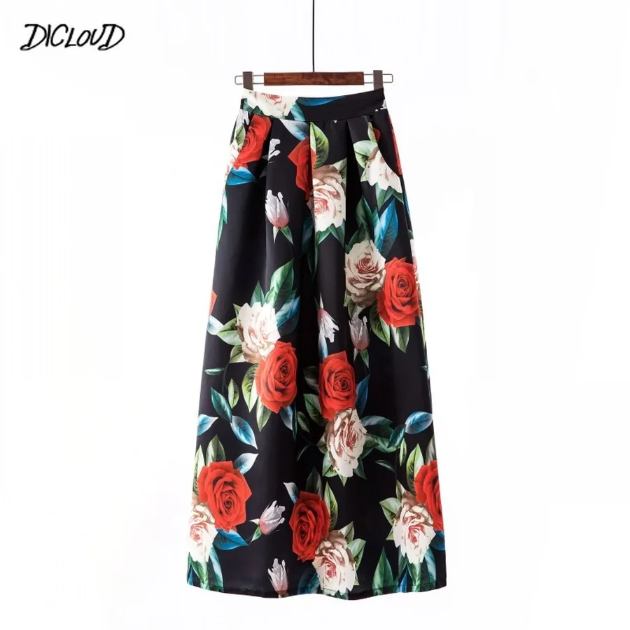 

Print Bohemian Long Skirts Women High Waist Slim Vintage Ankle Length Ball Grown Skirts Ladies Beach Party Plus Size Skirt Woman