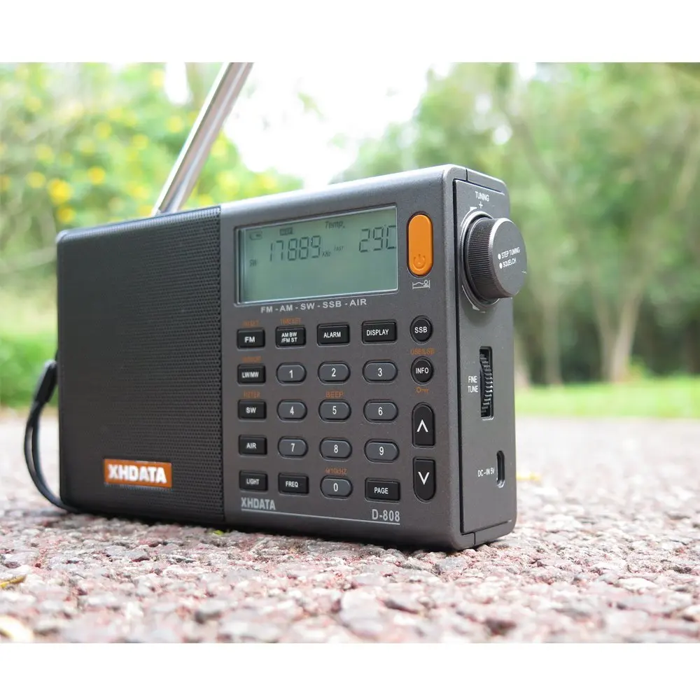 XHDATA D-808 Portable Digital Radio FM stereo/ SW / MW / LW SSB AIR RDS Multi Band Radio Speaker with LCD Display Alarm Clock