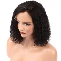Peruvian Hair Curly Short Bob Wigs Remy Hair 180% Density Front Lace Wig with Baby Hair For Black Woman