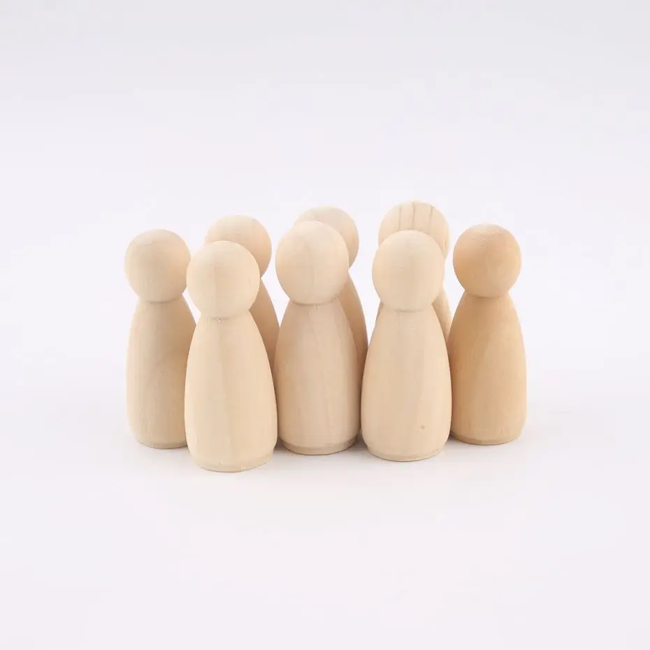 

Peg Dolls Unfinished Natural Wood Family Doll Toys 50pcs 43mm Women Dolls Home Decor Family-interaction DIY Handmade