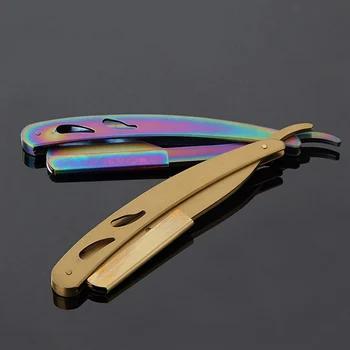 

1set Color Titanium Men Straight Barber Edge Razors Folding Shaving Knife Hair Removal Tools