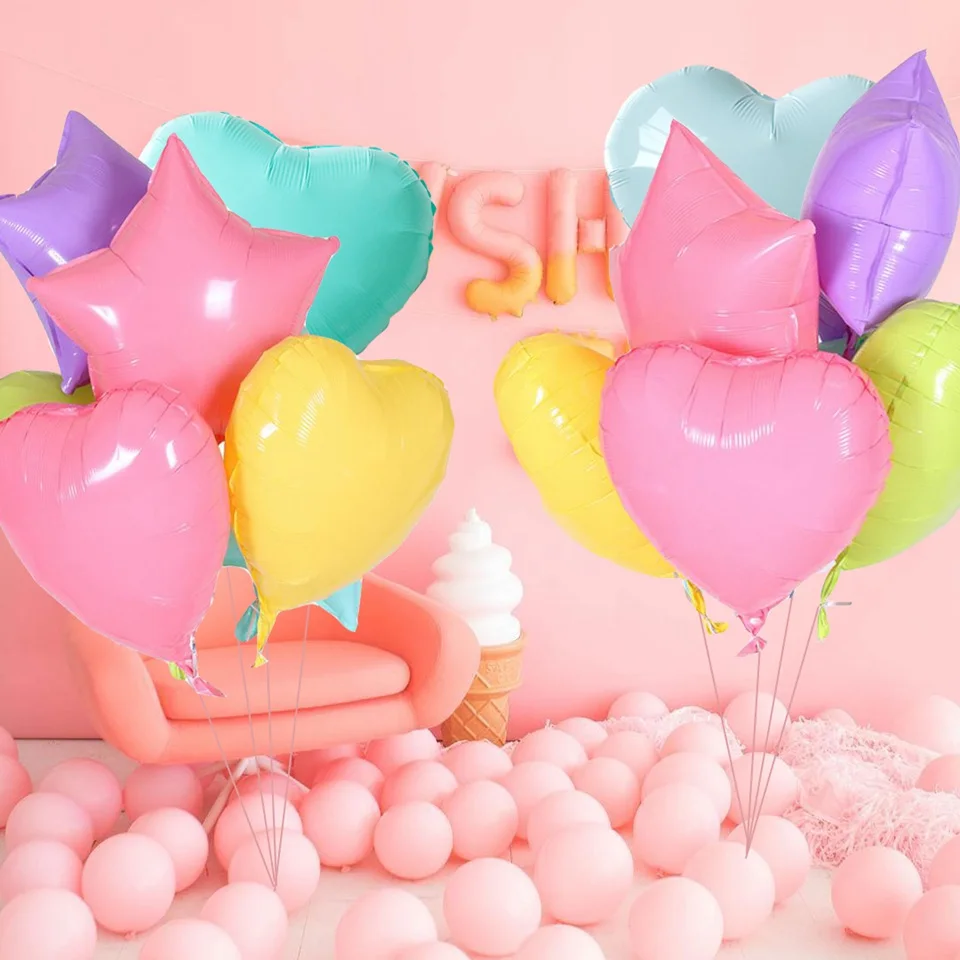 5 шт./10 шт./лот Macaron сердце и Звездные воздушные фольгированные шары форма 18 дюймов