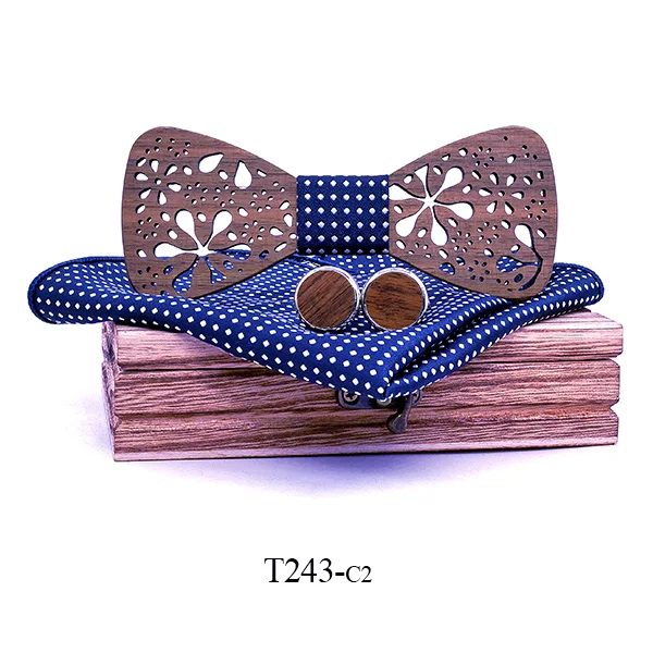 Галстук-бабочка ручной работы из дерева для мужчин и женщин костюм Papillon Corbatas галстук свадебный галстук вечерние галстуки деревянные бабочки - Цвет: T243-C2