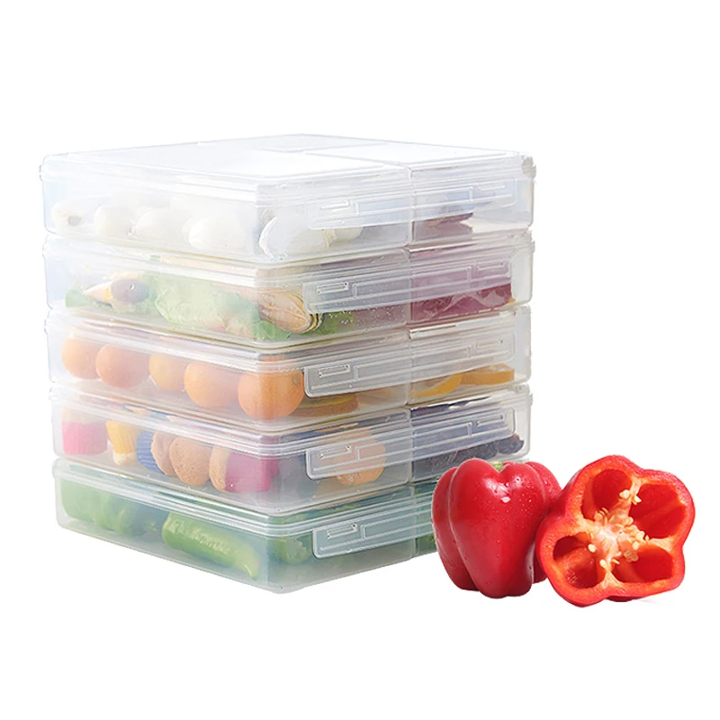 

1pcs Fridge Freezer Space Saver Refrigerator Storage Box 3 Grid Organizer Case Kitchen Organization Accessories