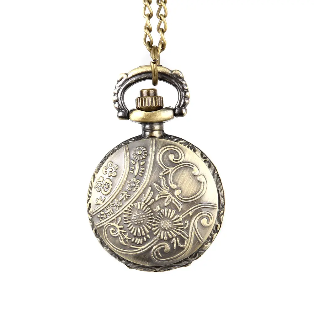 

Fashion Vintage Quartz Pocket Watch Alloy Hollow Out Flowers Women Lady Girls Necklace Pendant Sweater Chain Clock Gifts LXH