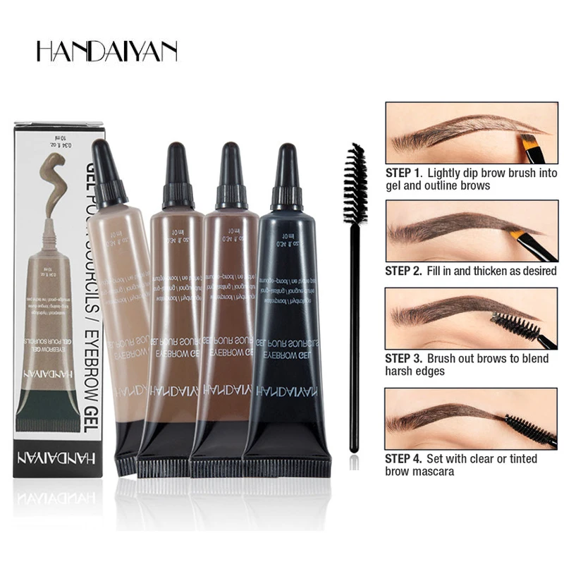 

HANDANYAN Eyebrow Enhancer Makeup Henna Eyebrow Gel 6 Color Black Brown Waterproof Liquid Eye Brow Tint Brush Sets