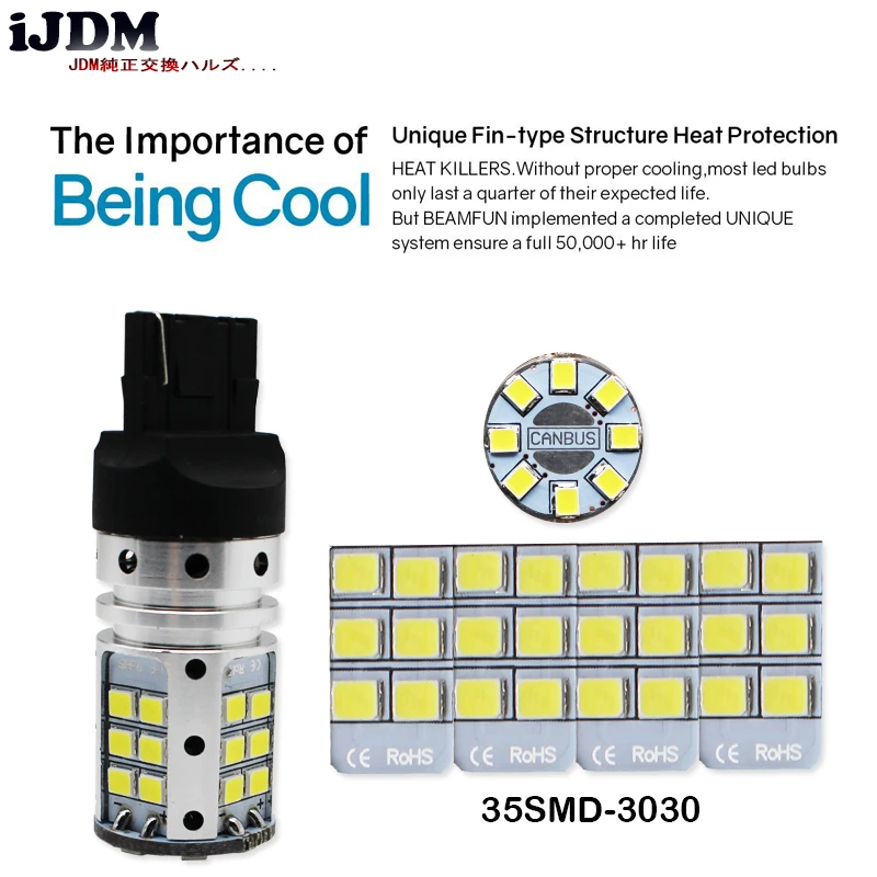 IJDM Автомобильный задний светильник 7440 светодиодный Canbus T20 W21W WY21W 32SMD 3030 фонарь для