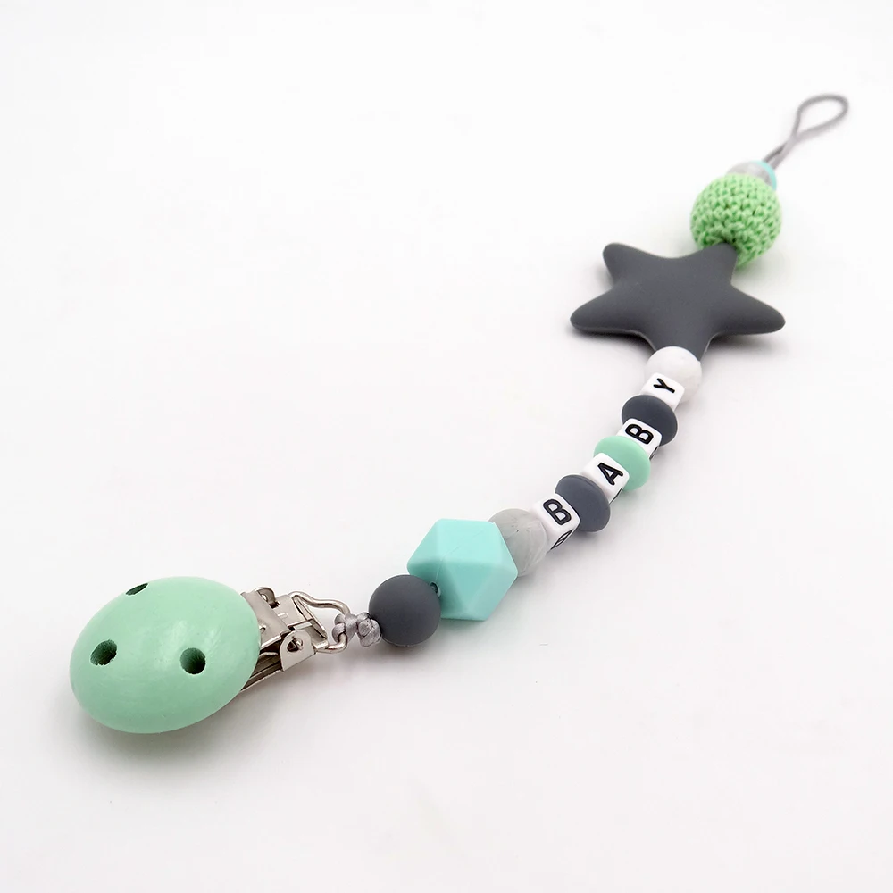 

Free Personalized Name Baby Pacifier Clips Silicone Chupetero Chain for Infant Feeding Teether Leashes Nipple Speenkoord Chupete